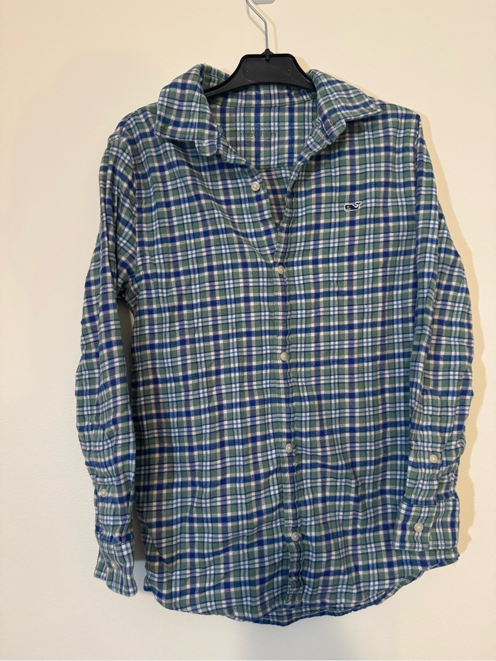 Vineyard Vines Boys Green & Blue Plaid Button-Down Flannel Shirt